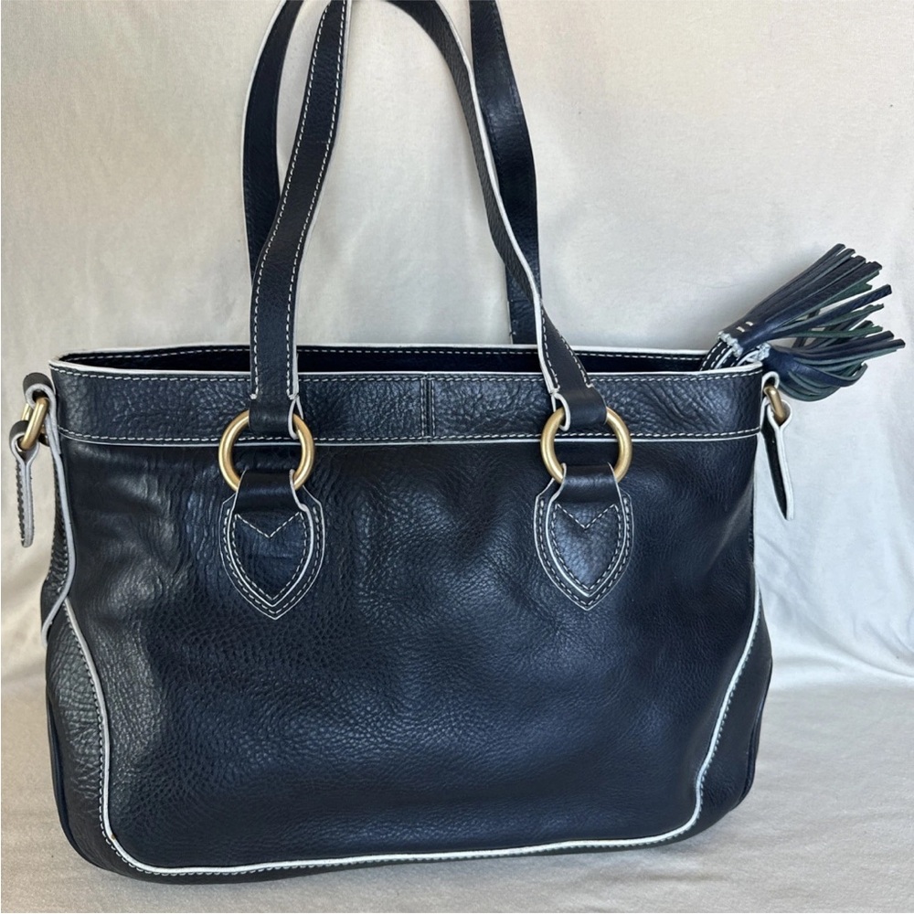 Dooney & Bourke dark Navy  Leather Tote with Tassel Accents - Picture 2 of 15